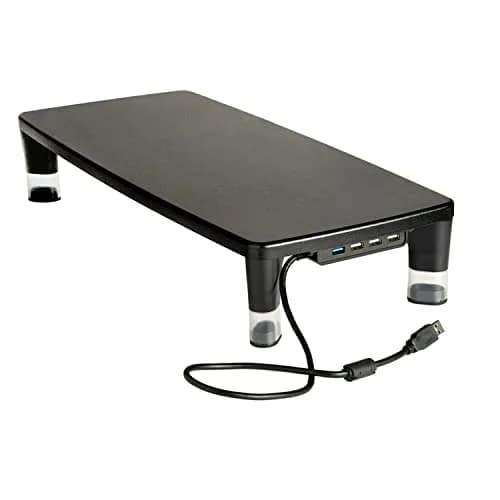 3M Adjustable Monitor Stand with 4-Port USB Hub, Black, 2.04 kg (4.5 lb) | Raises Screen to Eye Level thumbnail 1