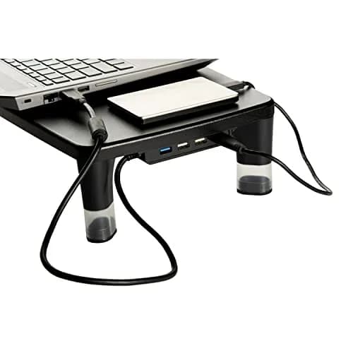 3M Adjustable Monitor Stand with 4-Port USB Hub, Black, 2.04 kg (4.5 lb) | Raises Screen to Eye Level thumbnail 4