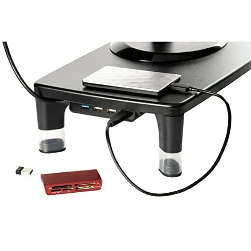 3M Adjustable Monitor Stand with 4-Port USB Hub, Black, 2.04 kg (4.5 lb) | Raises Screen to Eye Level thumbnail 3