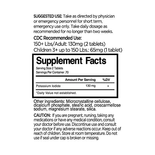 BLUE-EMU Nuk Safe Potassium Iodide 140 Tablets | USP Grade Emergency Iodine Supplement thumbnail 5