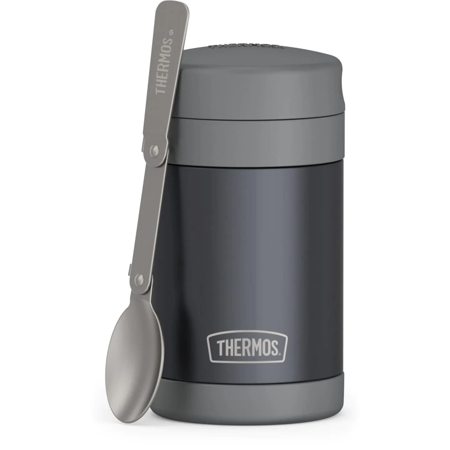 THERMOS FUNTAINER Food Jar with Spoon, 16oz (473ml) Matte Charcoal | Keeps Food Hot 7 Hrs, Cold 9 Hrs — Matte Charcoal