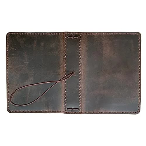 newestor A6 Travelers Notebook Cover with Pen Holder & Card Slots | Genuine Leather, Dark Brown thumbnail 3