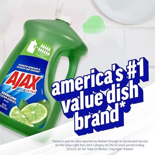 Ajax Ultra Liquid Dish Soap Lime & Vinegar 2663ml (90 fl oz) | Powerful Grease Cutting Formula thumbnail 8