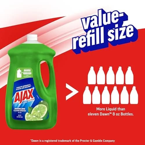 Ajax Ultra Liquid Dish Soap Lime & Vinegar 2663ml (90 fl oz) | Powerful Grease Cutting Formula thumbnail 3