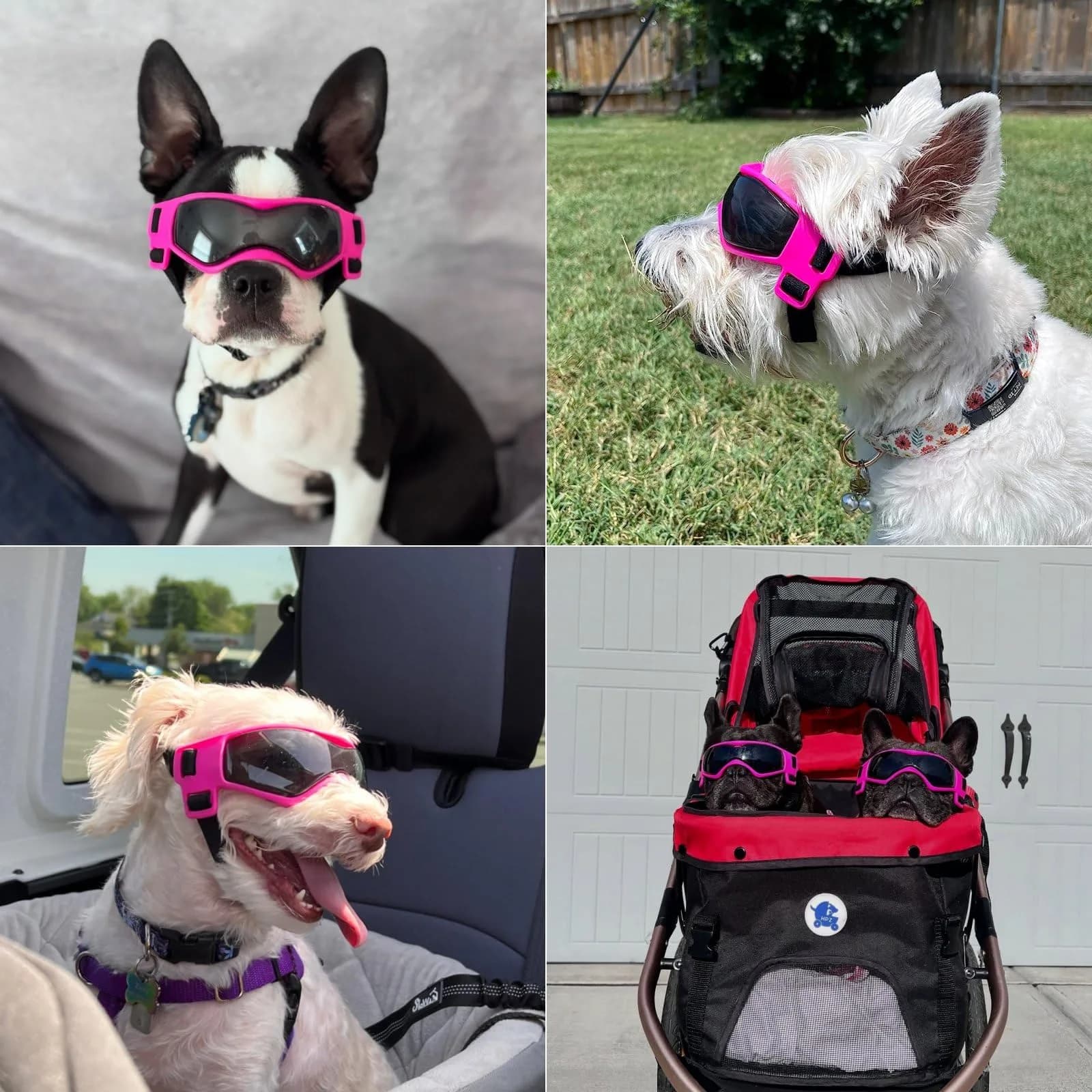Enjoying Stylish Pink Dog Goggles for Medium Breeds | UV Protection, Windproof & Adjustable - view 2
