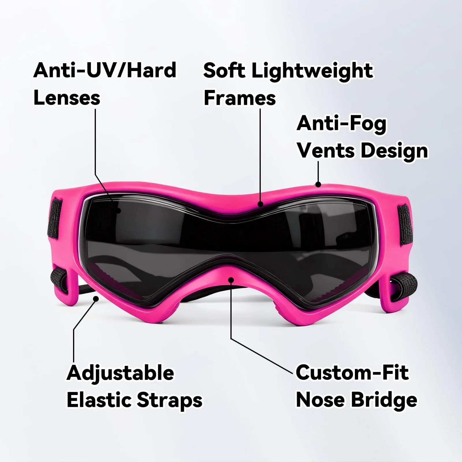 Enjoying Stylish Pink Dog Goggles for Medium Breeds | UV Protection, Windproof & Adjustable - view 4