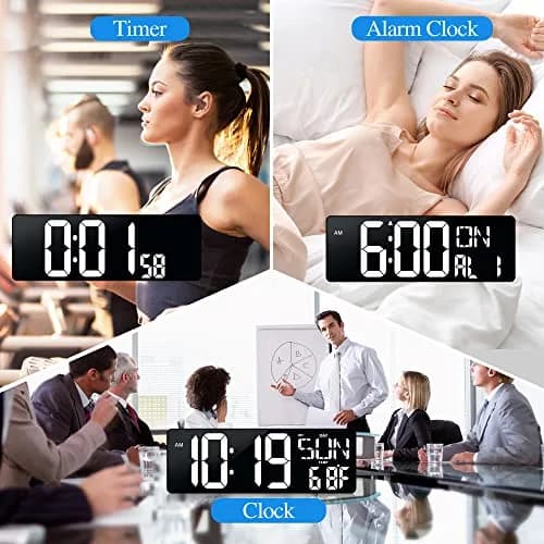 CYMHCHL 17.2" Large LED Digital Wall Clock with Remote & Timer | 43.7 cm (17.2 Inch) White thumbnail 7