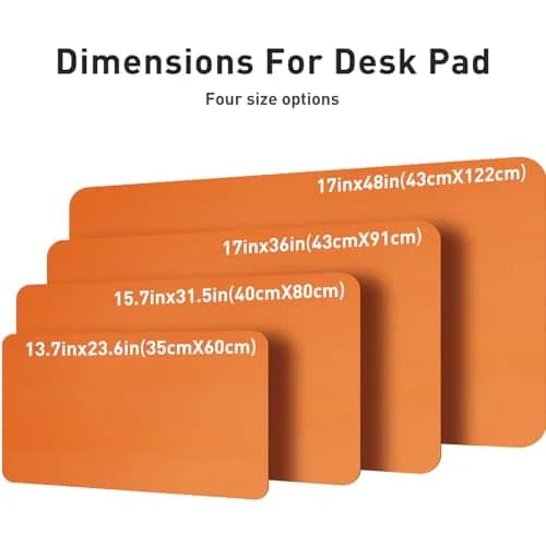 Aothia Leather Desk Pad Protector 36" x 17" (91.4 cm x 43.2 cm) Hermes Orange | Smooth PU Leather for Office & Home thumbnail 6