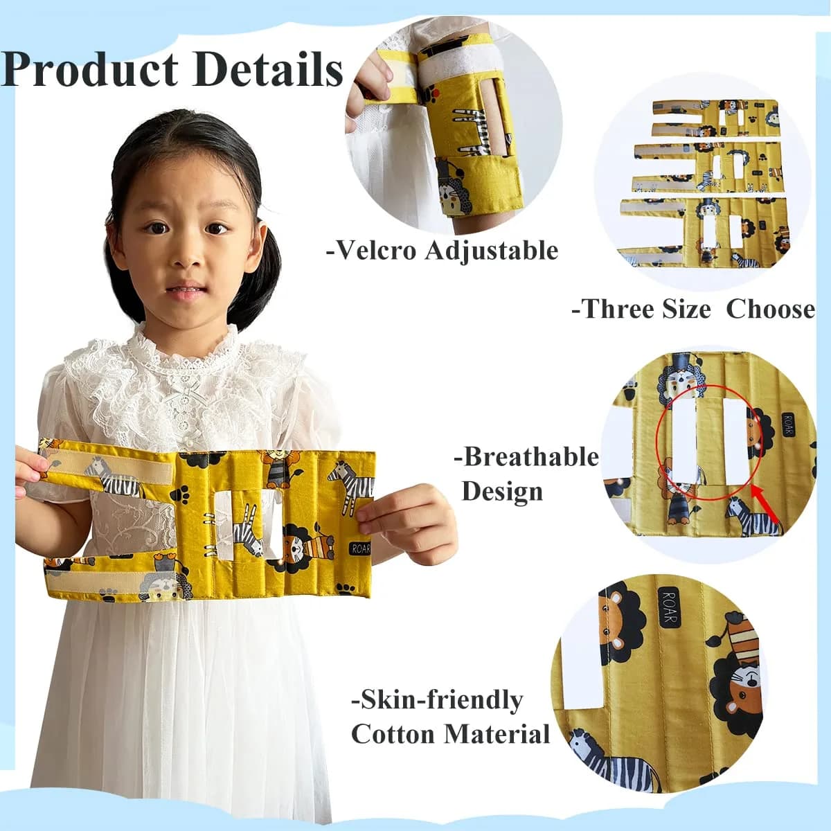 Heyshapeing Elbow Immobilizer Splint for Babies & Kids — Prevents Scratching & Thumb Sucking — Large (2-Pack) - view 4