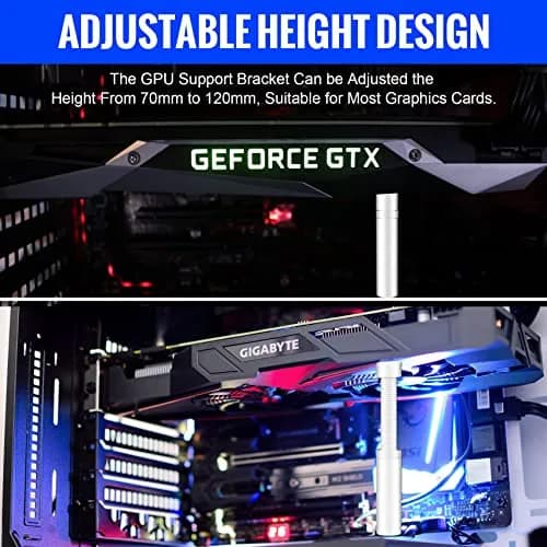 Aivalas Graphics Card GPU Brace Support, Video Card Sag Holder Bracket Stand | Aluminum, Adjustable Height, Magnetic Base thumbnail 6