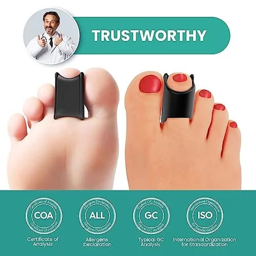 Welnove Gel Toe Straighteners - 6 Pack Soft Gel Toe Splints for Bent, Crooked, Claw Toes - Black | 3 Sizes Included thumbnail 4