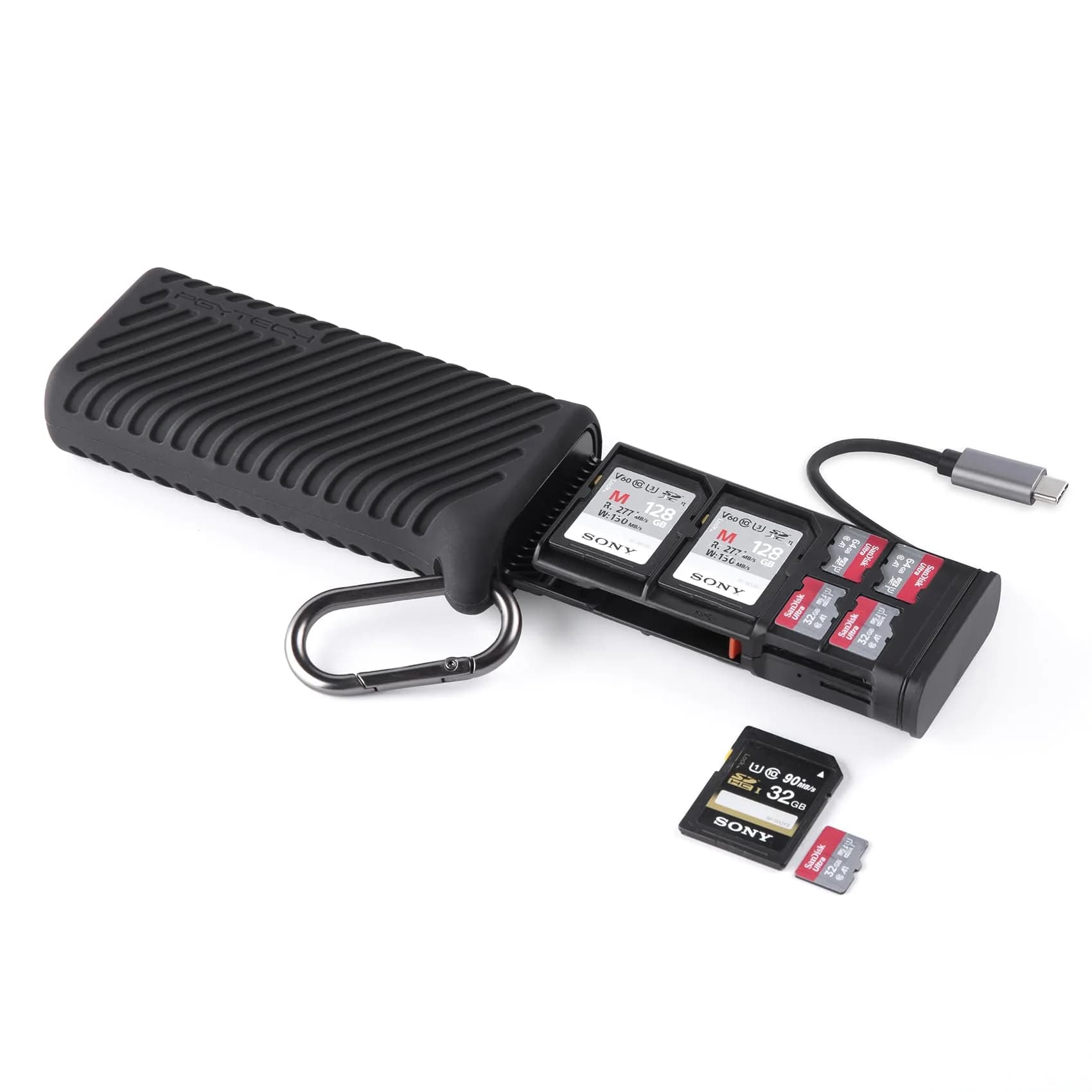 PGYTECH UHS-II SD4.0/Micro SD Card Reader Holder TF Memory Card Case | Ultra-High-Speed Data Transfer — Black
