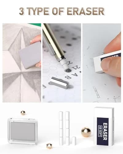 Nicpro Mechanical Pencil Set with 35PCS Art Leads, Erasers & Sharpeners | 0.5/0.7/0.9/2.0mm Fine Point thumbnail 5