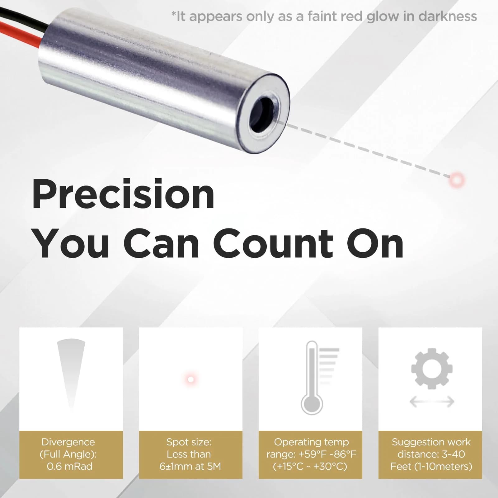 Quarton VLM-780-03 LPT IR Dot Laser Module 780nm Class 1 Eye-Safe | 0.6 mRad Beam Divergence - view 7