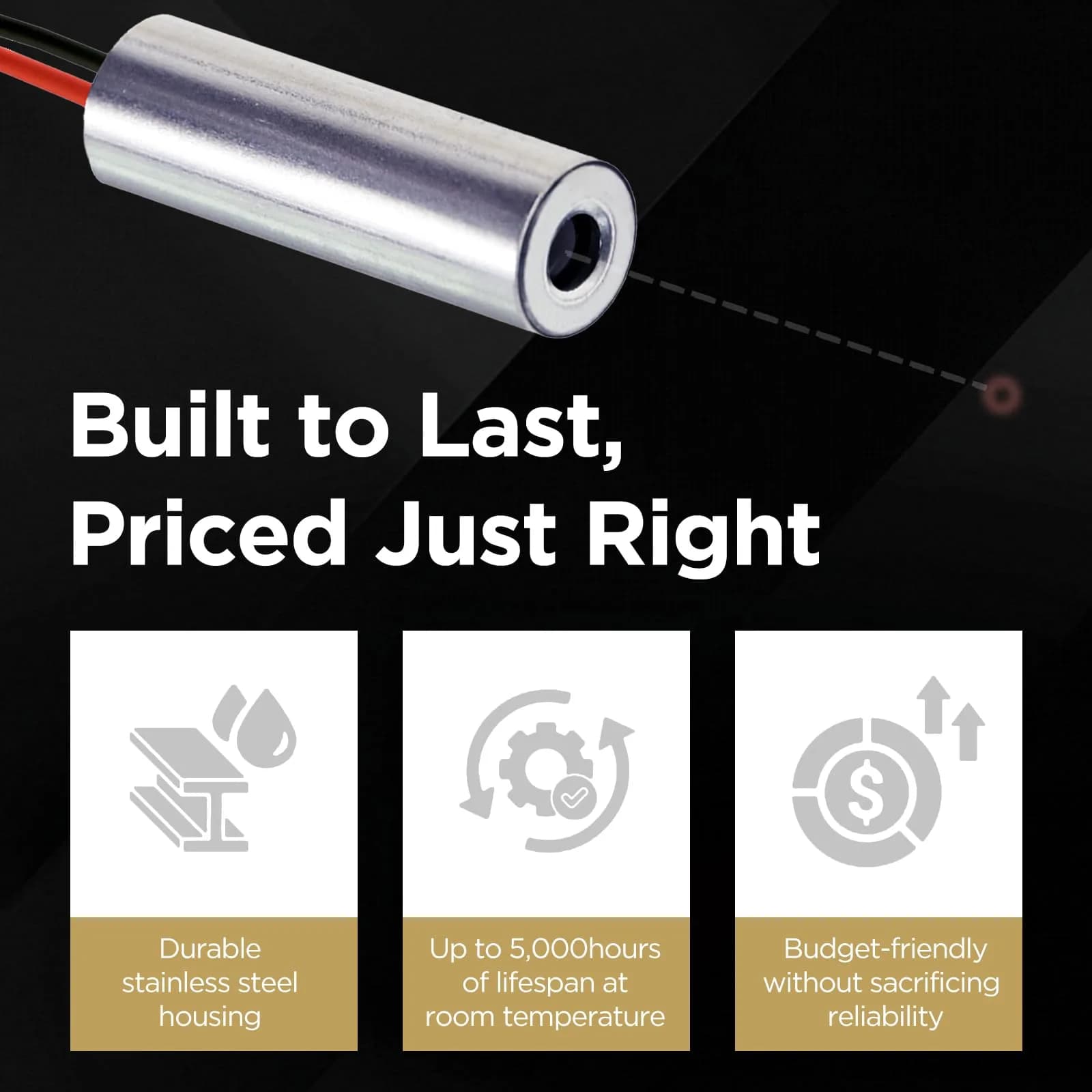 Quarton VLM-780-03 LPT IR Dot Laser Module 780nm Class 1 Eye-Safe | 0.6 mRad Beam Divergence - view 4
