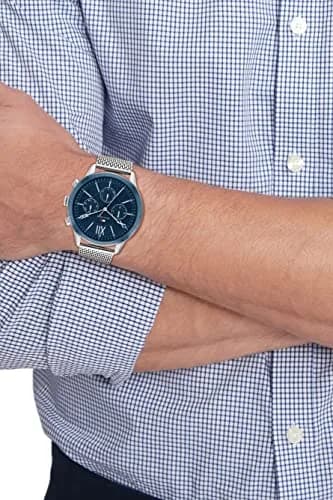Tommy Hilfiger Men's Quartz 1710524 Stainless Steel Watch | Blue Dial & Mesh Band thumbnail 2
