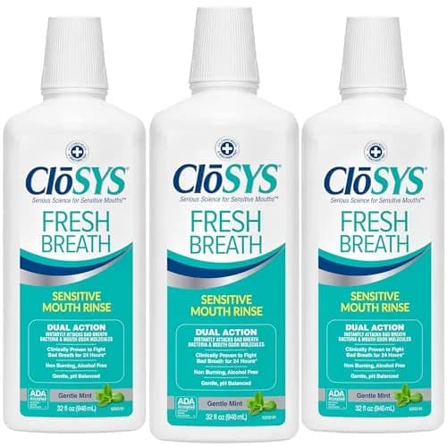 CloSYS Gentle Mint Mouthwash 284ml (32 Fl Oz) 3-Pack | ADA Accepted for Bad Breath thumbnail 1