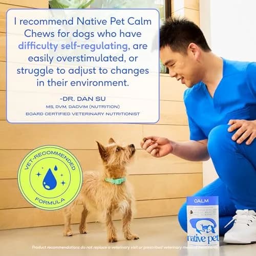 Native Pet Calming Chews for Dogs - Hemp Seed, Melatonin, L-Theanine & Casein - Air-Dried 30 Chews | Supports Emotional Balance & Reduces Hyperactivity thumbnail 6