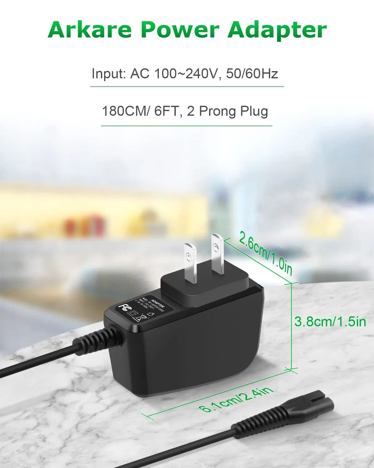 Arkare Wahl 9649 Charger Replacement Cord AC Adapter 2M (6.6ft) | Compatible with Wahl Color Pro Cordless Hair Clipper & Trimmer 9649 - view 5