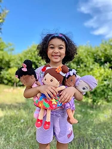 OUOZZZ Soft Plush Baby Doll 12.6 Inch, Brown Skin Snuggle | CPSIA Certified Safe & Soft for Infants thumbnail 6