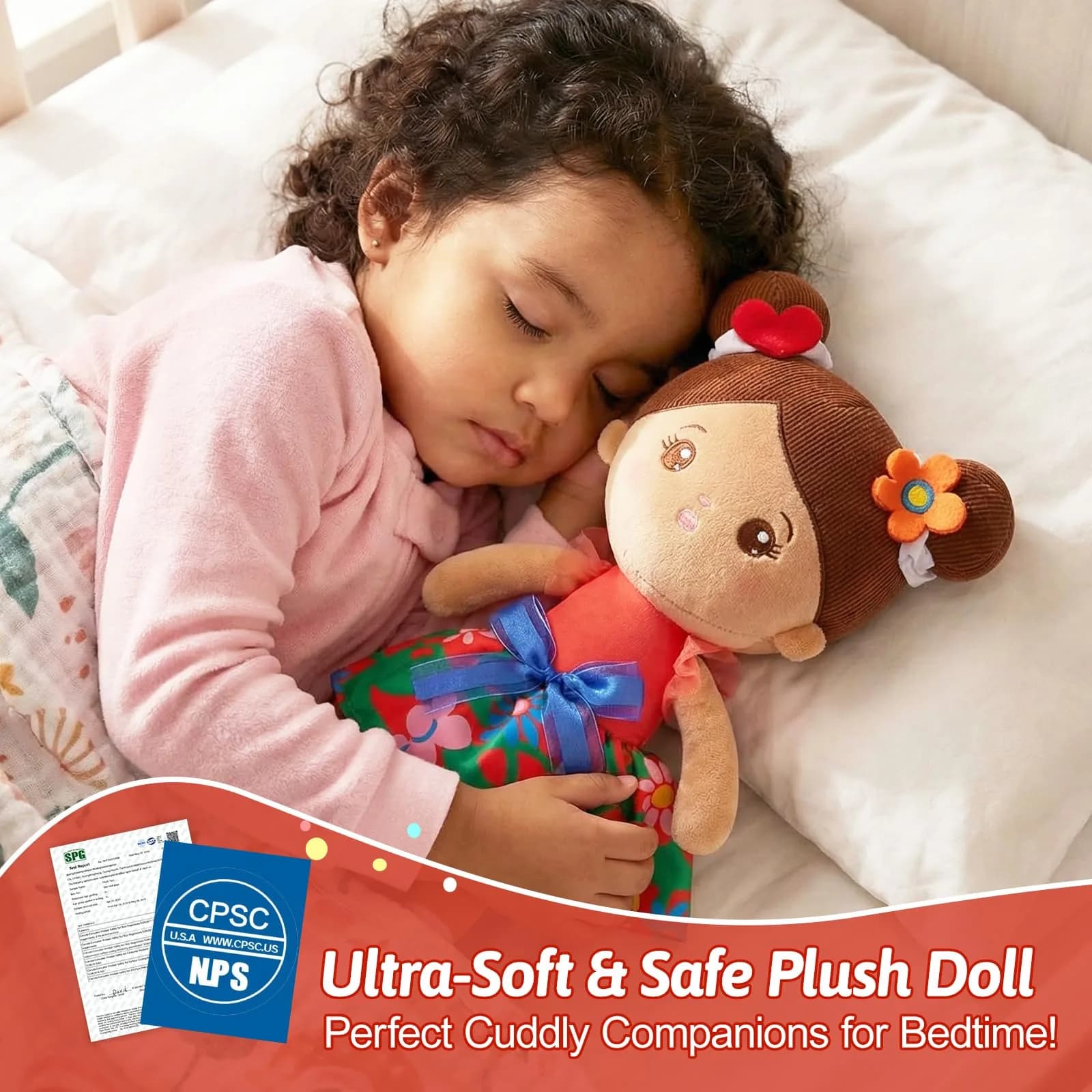 OUOZZZ Soft Plush Baby Doll 12.6 Inch, Brown Skin Snuggle | CPSIA Certified Safe & Soft for Infants - view 2