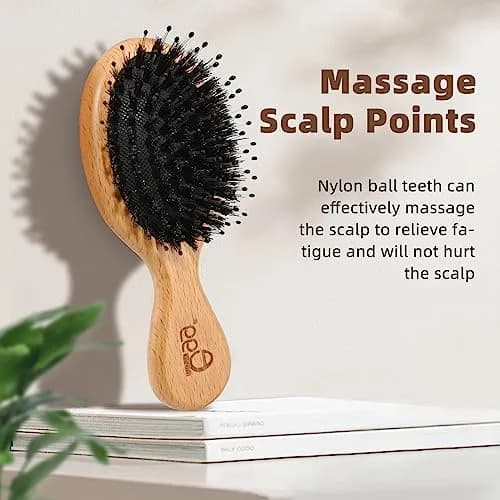 BLACK EGG Mini Boar Bristle Hair Brush - Detangling Travel Hairbrush for All Hair Types | 14.6cm (5.75 inches) thumbnail 4