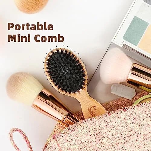 BLACK EGG Mini Boar Bristle Hair Brush - Detangling Travel Hairbrush for All Hair Types | 14.6cm (5.75 inches) thumbnail 6