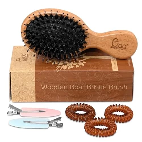 BLACK EGG Mini Boar Bristle Hair Brush - Detangling Travel Hairbrush for All Hair Types | 14.6cm (5.75 inches) thumbnail 1