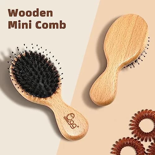 BLACK EGG Mini Boar Bristle Hair Brush - Detangling Travel Hairbrush for All Hair Types | 14.6cm (5.75 inches) thumbnail 2