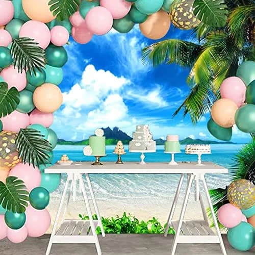 MAQTT Hawaiian Tropic Palm Tree Beach Ocean Blue Sky Backdrop 300x240 CM (10x8 FT) | Vibrant Polyester Photo Background thumbnail 3