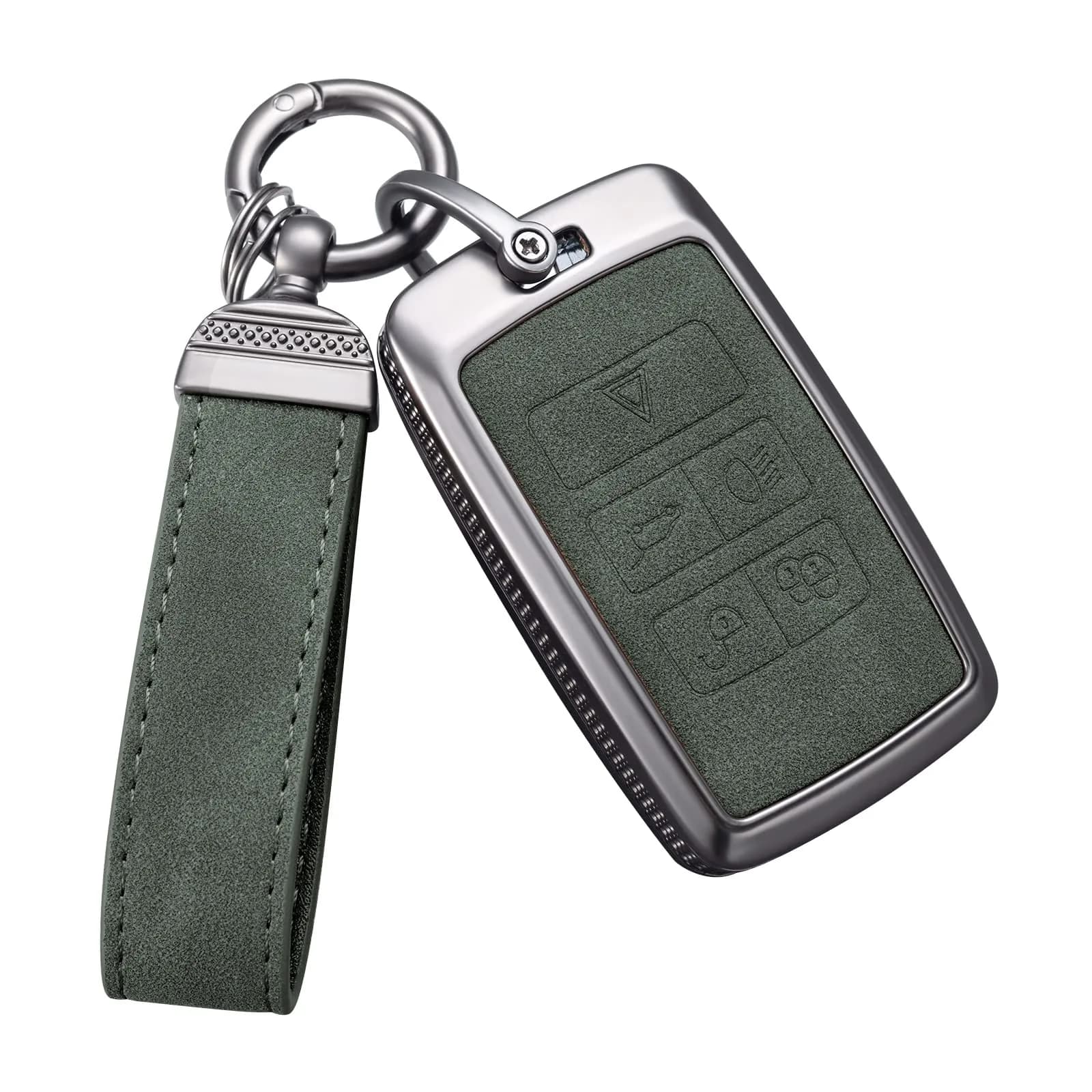 YO&YOYE Land Rover Key Fob Cover with Keychain Leather Model2 Green | Full Protection & Premium Material — model2- Green