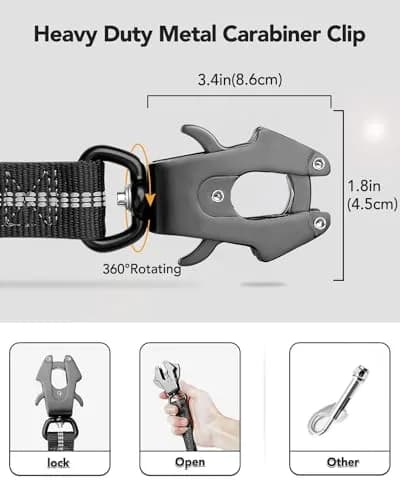 Joytale Tactical Dog Leash 6 ft | Shock Absorbing No Pull, Black, Heavy Duty, Large Dogs thumbnail 5