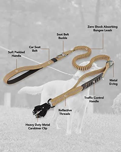 Joytale Tactical Bungee Dog Leash 4FT-6FT | Shock Absorbing No Pull, Coyote Brown thumbnail 7