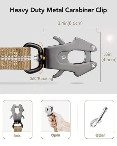 Joytale Tactical Bungee Dog Leash 4FT-6FT | Shock Absorbing No Pull, Coyote Brown thumbnail 2