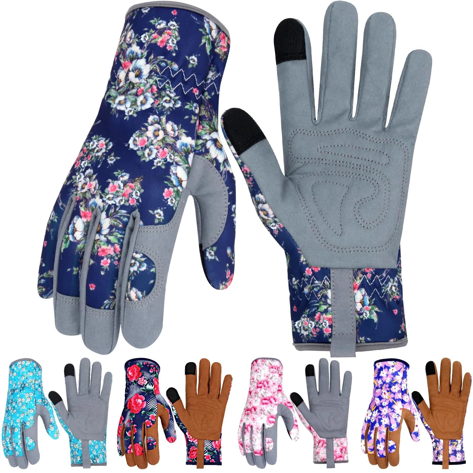 MERTURN Leather Gardening Gloves for Women Garden Gloves Thorn Proof Touch Screen Design Heavy Duty Yard Working Gloves for Planting, Digging, Pruning, L