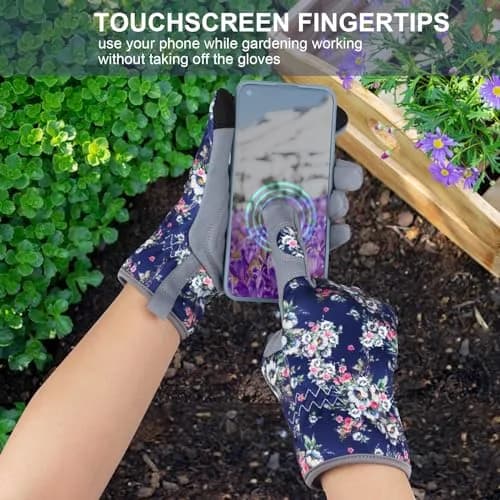 MERTURN Leather Gardening Gloves for Women Garden Gloves Thorn Proof Touch Screen Design Heavy Duty Yard Working Gloves for Planting, Digging, Pruning, L thumbnail 6