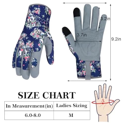 MERTURN Leather Gardening Gloves for Women Garden Gloves Thorn Proof Touch Screen Design Heavy Duty Yard Working Gloves for Planting, Digging, Pruning, L thumbnail 2