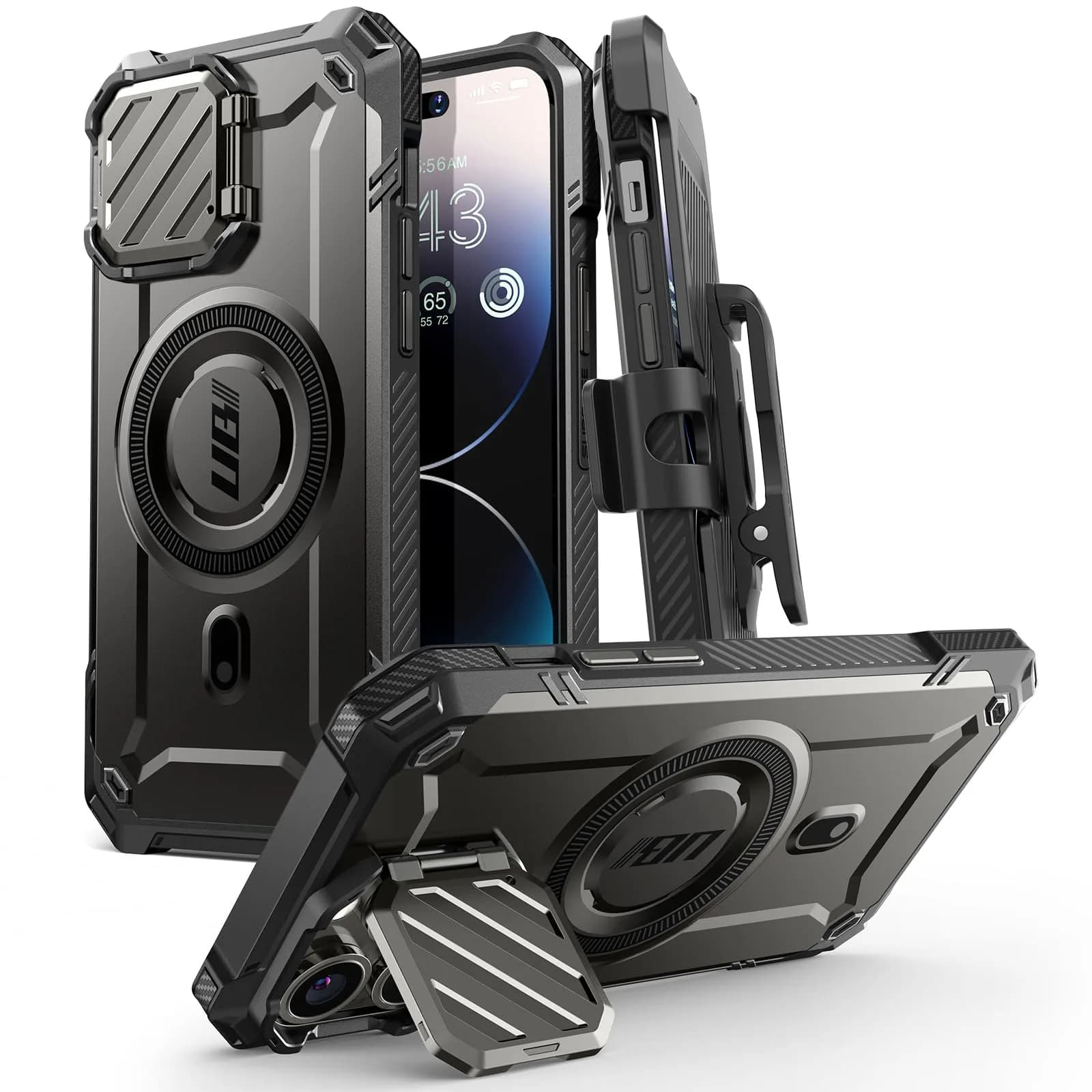 SUPCASE Unicorn Beetle MAG XT Case for iPhone 14 Pro Max / 13 Pro Max, Black | 180g (6.35 oz) with Camera Cover Stand & Belt Clip - main product image