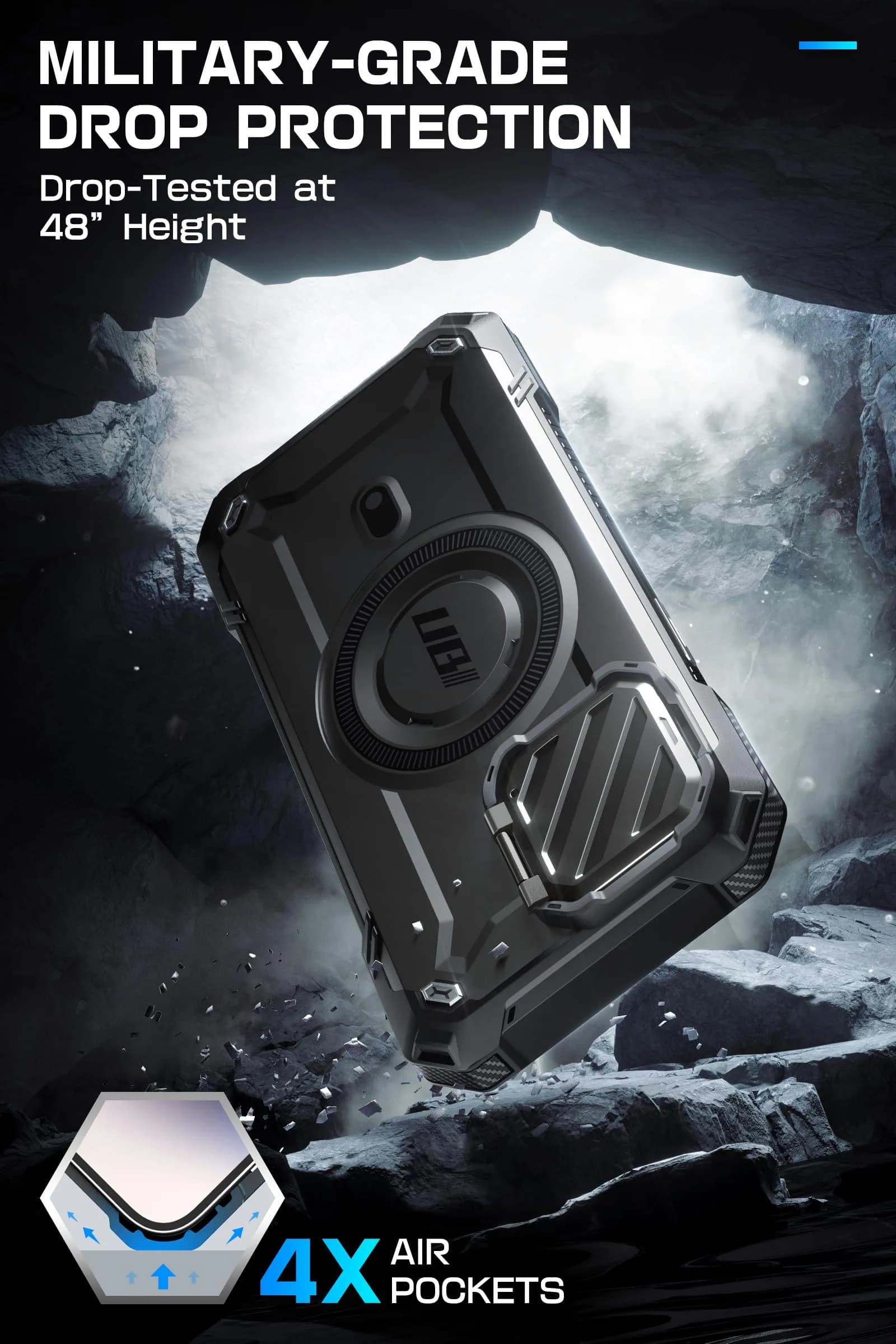 SUPCASE Unicorn Beetle MAG XT Case for iPhone 14 Pro Max / 13 Pro Max, Black | 180g (6.35 oz) with Camera Cover Stand & Belt Clip - view 7