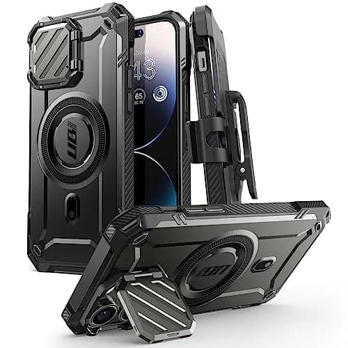 SUPCASE Unicorn Beetle MAG XT Case for iPhone 14 Pro Max / 13 Pro Max, Black | 180g (6.35 oz) with Camera Cover Stand & Belt Clip thumbnail 1