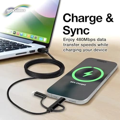 BoxWave AllCharge 3-in-1 USB C & Micro USB Cable 100cm | Compatible with Sony Walkman NW-A306 thumbnail 4