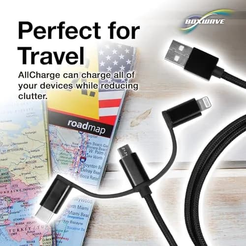 BoxWave AllCharge 3-in-1 USB C & Micro USB Cable 100cm | Compatible with Sony Walkman NW-A306 thumbnail 5