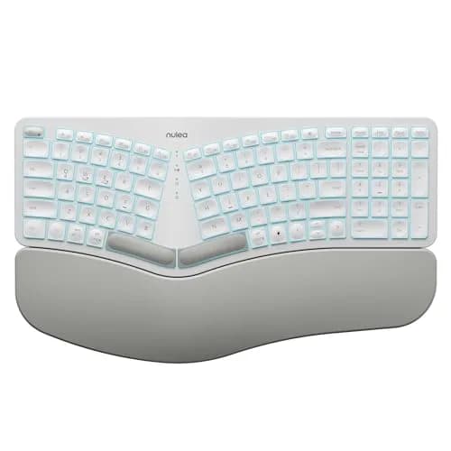 Nulea RT05 Wireless Ergonomic Keyboard | Split Design with Wrist Rest, Bluetooth & USB-C Charging, 7-Color Backlight, Compatible with Windows & Mac thumbnail 1