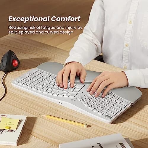 Nulea RT05 Wireless Ergonomic Keyboard | Split Design with Wrist Rest, Bluetooth & USB-C Charging, 7-Color Backlight, Compatible with Windows & Mac thumbnail 2