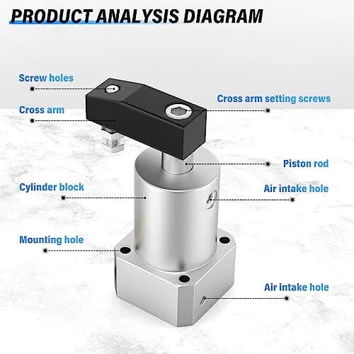 TAILONZ PNEUMATIC Left-Turn Cylinder 20mm Bore | 90° Rotation, Aluminum Alloy, Double Action, 0-1.5Mpa thumbnail 6