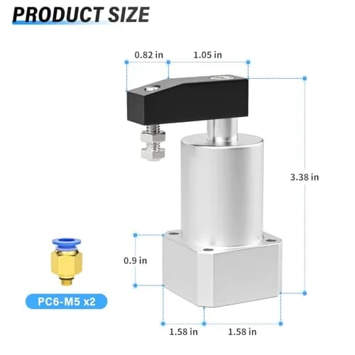 TAILONZ PNEUMATIC Rotary Air Cylinder ACK25×90R 20mm Bore 90 Degree Rotation | Double Acting Pneumatic Actuator thumbnail 2