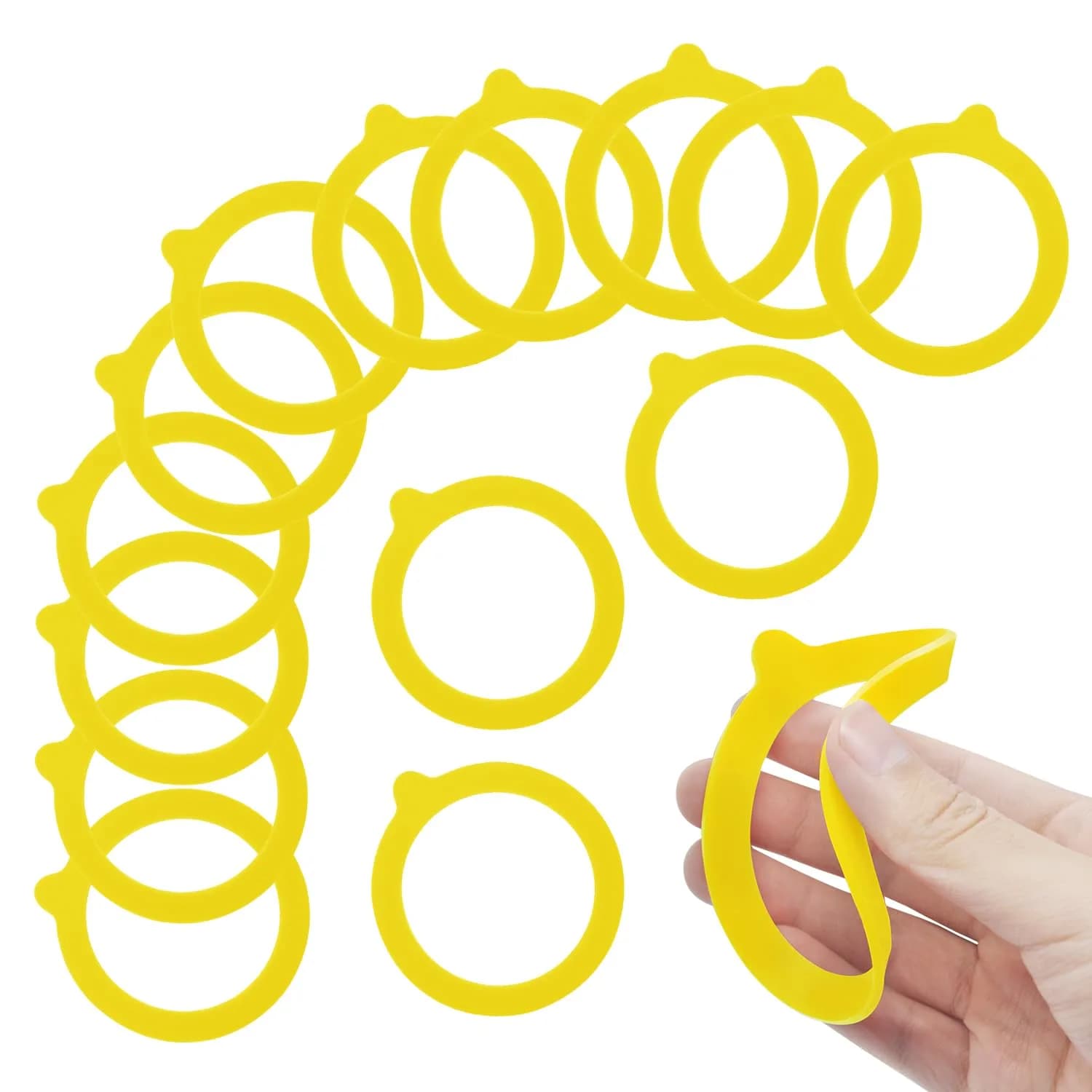 FCENDS Yellow Silicone Replacement Gasket for Jars, 12-Pack | Airtight & Leakproof for Regular Mouth Mason Jars — Yellow