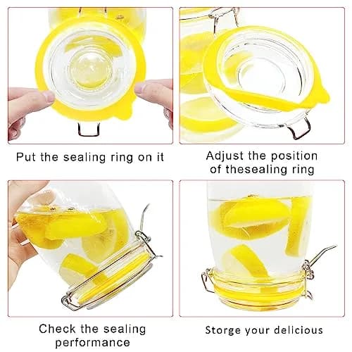 FCENDS Yellow Silicone Replacement Gasket for Jars, 12-Pack | Airtight & Leakproof for Regular Mouth Mason Jars thumbnail 4