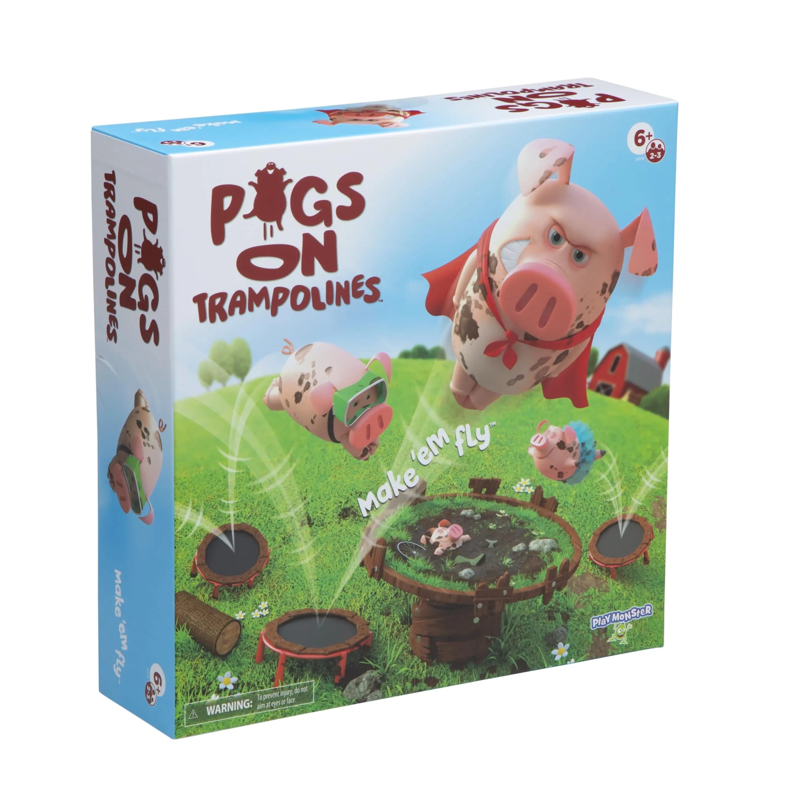 PlayMonster Pigs on Trampolines Board Game for Family Night | Hand-Eye-Coordination Game for Kids 6+ (1 Unit)