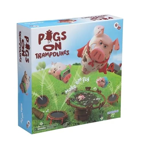 PlayMonster Pigs on Trampolines Board Game for Family Night | Hand-Eye-Coordination Game for Kids 6+ (1 Unit) thumbnail 1